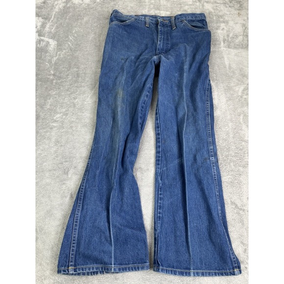 Vintage 70s Wrangler Bootcut Jeans Men's Size 30x26 Blue - Picture 1 of 14